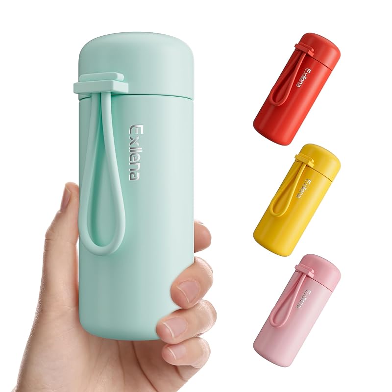 Exllena Extra Mini Water Bottle 5oz Mint - Leakproof Insulated Flask with Carry Handle