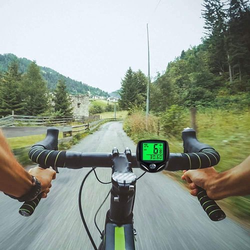 Bike Speedometer Waterproof Wireless Bicycle Bike Computer and Cycling Odometer with Automatic Wake-up Multi-Function LCD Backlight Display