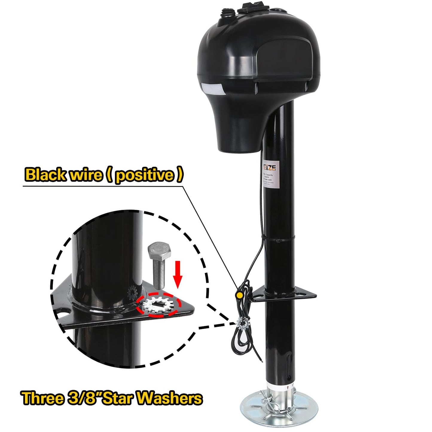 Weize Power Tongue Jack, 3500 Lb. Heavy Duty Electric Trailer Jack with Drop Leg, 23-5/8" Lift, 12V DC