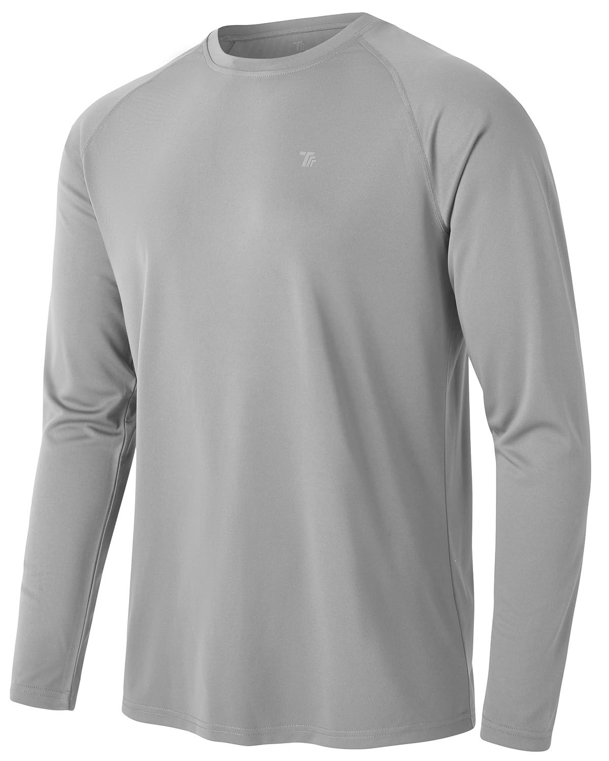 TBMPOY Men's Hiking Shirts Waterproof Dry Fit Athletic T-Shirts SPF Long Sleeve Safari Shirts Outdoor Work Swim Fishing Tops Light Grey XXXL