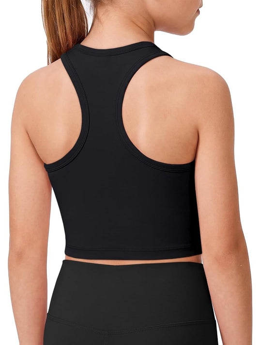 Girls Training Bra Racerback Crop Top - 9-14 Years, Black