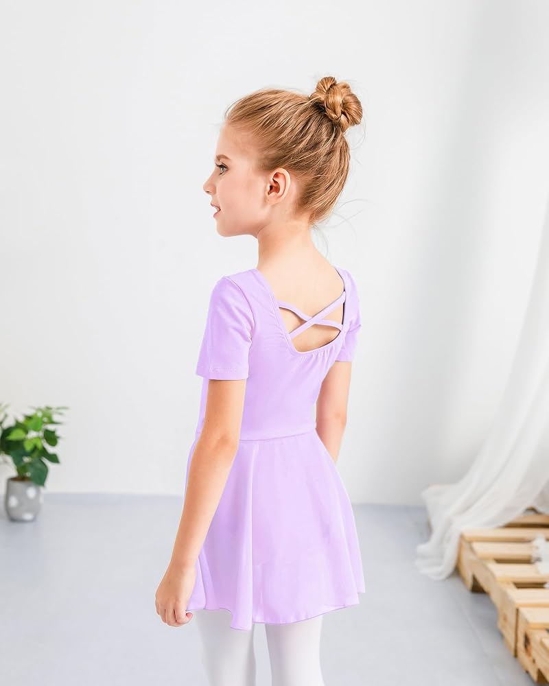 Stelle Girls Toddler Ballet Leotard Dress – Lavender Cross Back, 4-5T