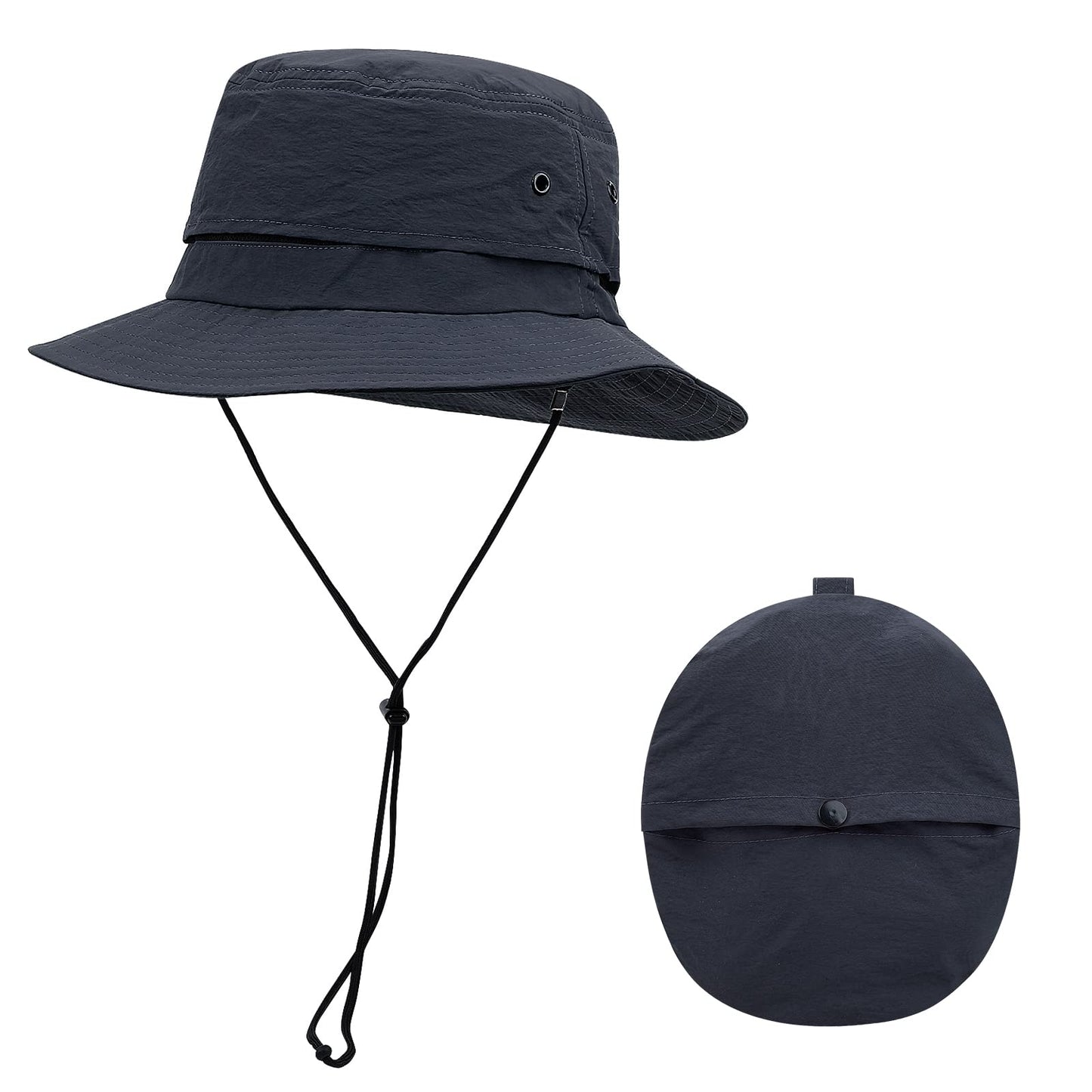 Croogo Waterproof Sun Hat Mesh Bucket Hat Packable Fishing Lightweight Hiking Outdoor Cap Summer Safari Boonie Hat,Blue-AFH02