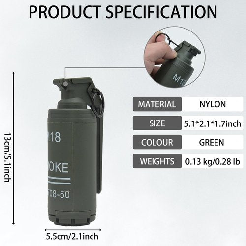 Disratw M18 Airsoft Grenade Toys 2Pcs Toy Hand Grenades Plastic CS Battle Game Tactical CS Grenade Pull Ring Toys Role Play Model Prop for Age 14+ (Green)