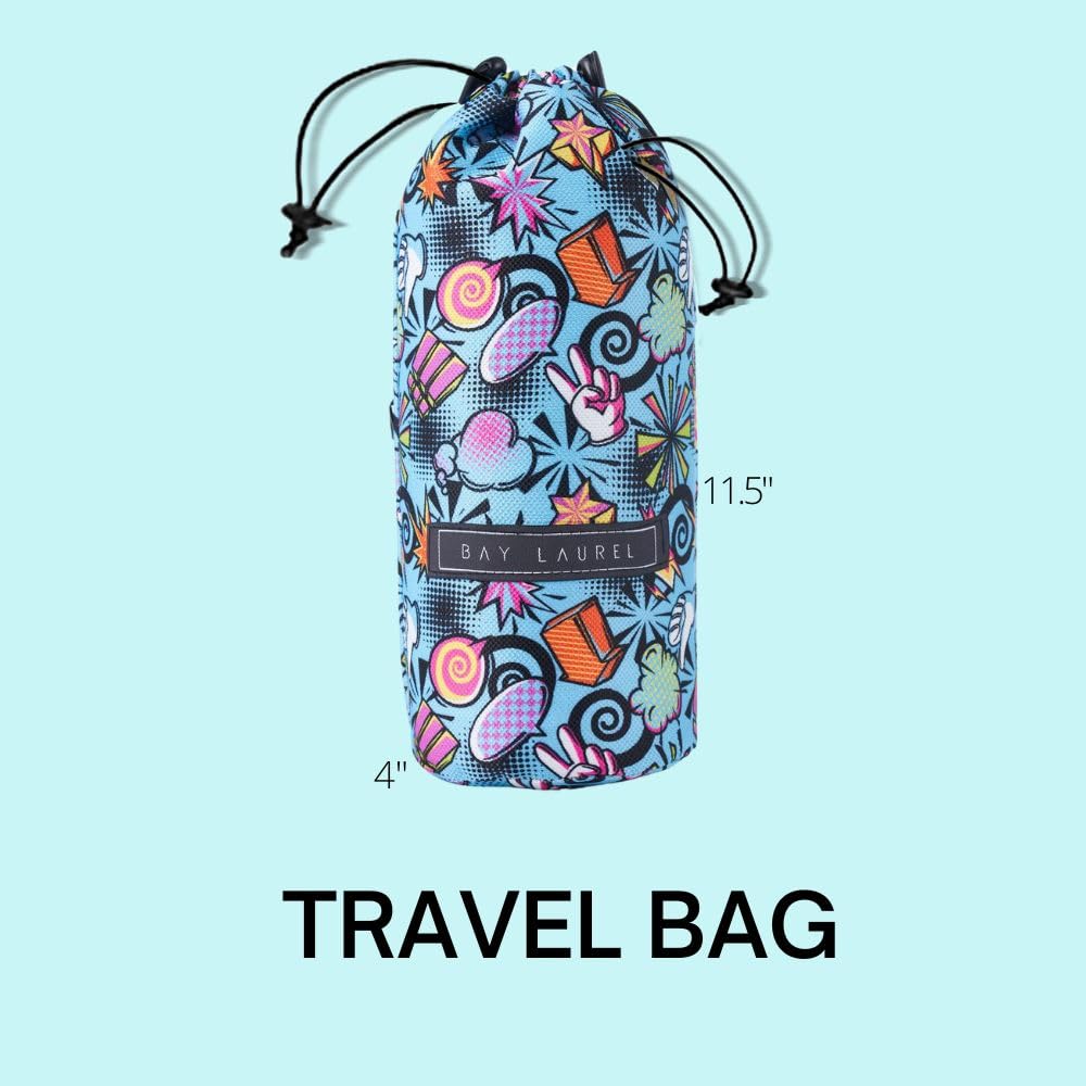 BAY LAUREL Turkish Beach Towel with Travel Bag 39 x 71 Quick Dry Sand Free Lightweight Large Oversized Towels Light - (Aqua with Blue Floral Bag)