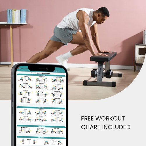 Essential Flat Weight Bench for Your Home Gym – Heavy Duty Workout Bench for Bench Press and Strength Training Exercise – Compact Weight Benches Designed for Home Use