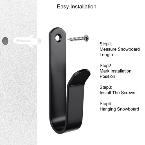 Kvlniqs 4 Pack Snowboard Wall Mount Clips, Horizontal Skateboard Wall Mount with Screws, Snowboard Display Stand, Indoor Snowboard Storage, Snowboard Wall Rack Storage and Display for Room, Garage