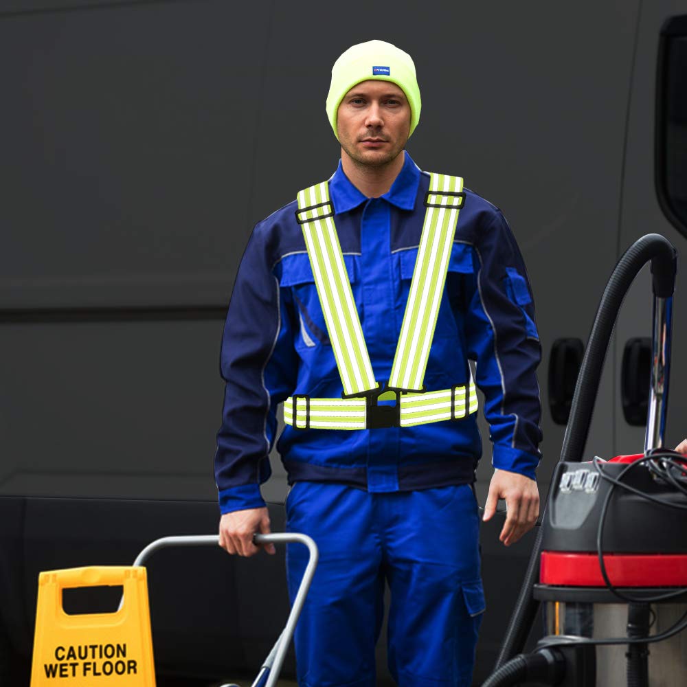 AYKRM RED Reflective Vest with Hi Vis Bands RUNNING High Visibility VEST (RED, S-XL)