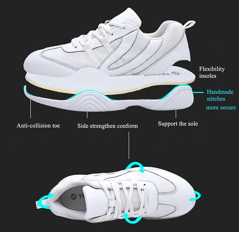 DADAWEN Cheer Shoes for Youth Girls Women White - Lightweight Breathable Training Sneakers, 4.5