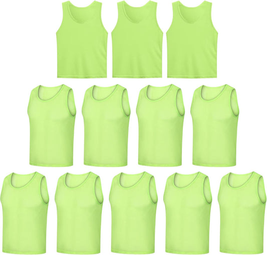12 Pack Scrimmage Vest/Team Training Jerseys/Sports Pinnies/Practice Jerseys/Soccer Bibs with Carry Bag