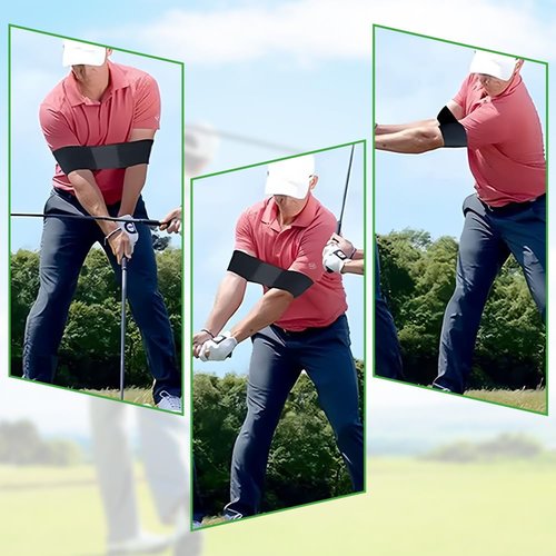 CALORPET Golf Swing Trainer Aid, Swing Correcting Arm Band, Elastic Nylon Golf Swing Trainer for Swing Easy, Golf Training Aid for Beginners Swing Correcting for Man, Boy, Male (Black)