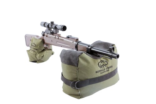 Buffalo Creek Supplies All Weather Durable Front and Rear Shooting Bag Combo, for Target Sports, Shooting Bench Rest Bag for Hunting & Competition Sports- Unfilled (Olive Drab)