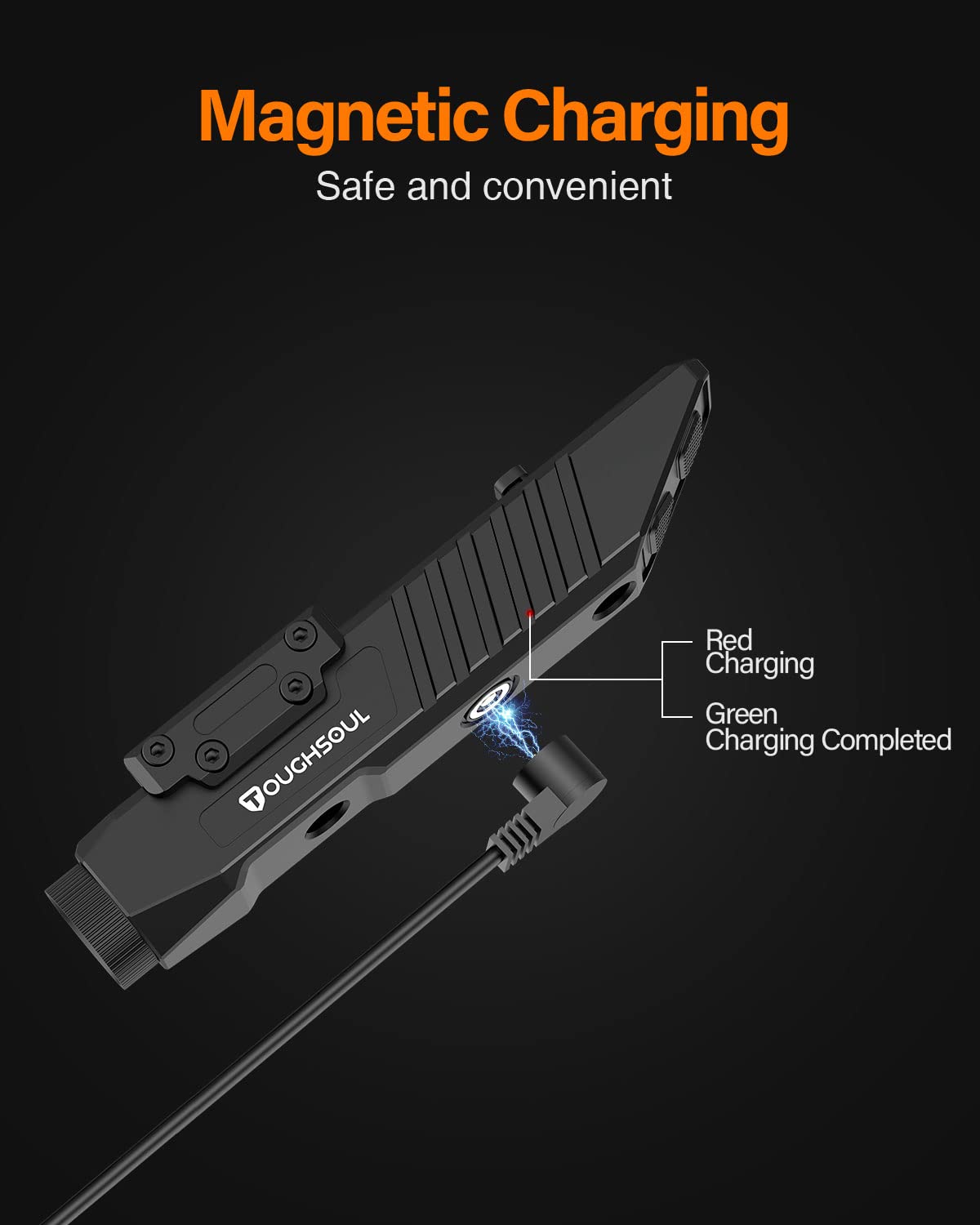 TOUGHSOUL Tactical Flashlight 1750 Lumen Picatinny Rail MLOK Mounted