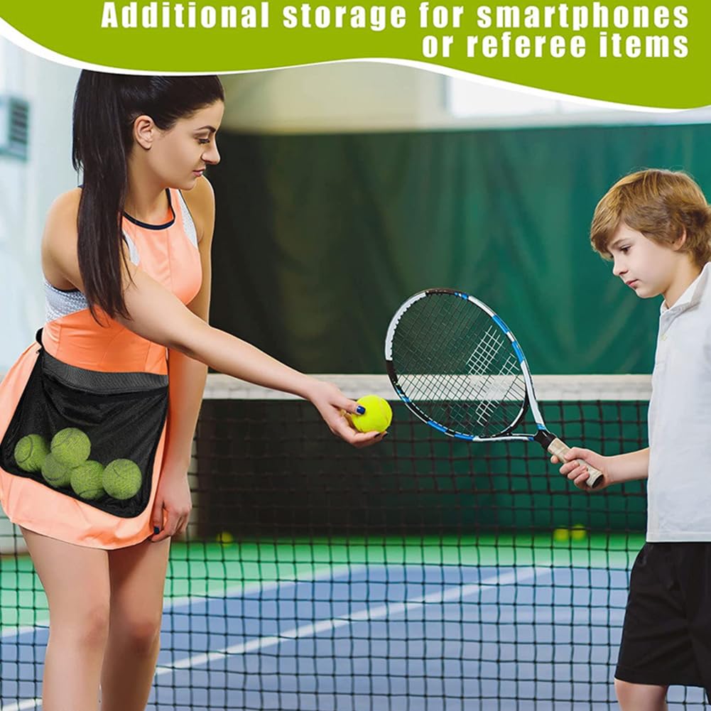 2Pcs Tennis Ball Band Holder Pickleball Ball Waist Bag with Adjustable Belt,Tennis Balls Holder Waist Pouch Carrier Holding 8 Tennis or Pickleball for Cycling,Golf(black,Size:13.68 x 10.63inch)