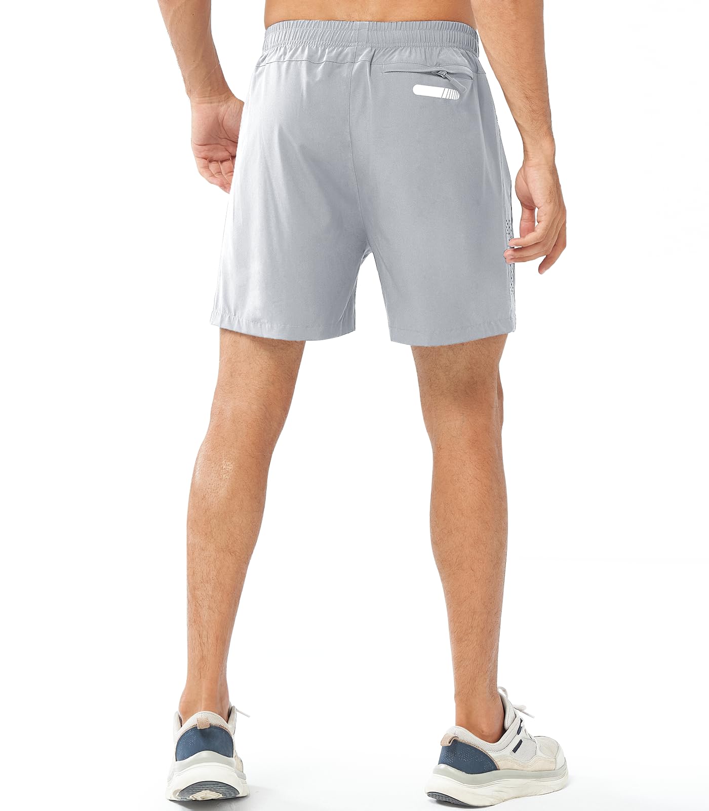 NORTHYARD Men's Athletic Running Shorts Gym Workout 7"/9"/5" Quick Dry Lightweight Sports Basketball Tennis 3 Zipper Pockets GREY-5inch L