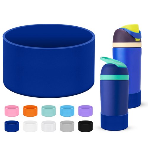 Mokoart Silicone Boot Compatible with Owala Kids Water Bottle 16/14 oz, Anti-Slip Rubber Bottom Protective Sleeve for Owala Kids FreeSip 16oz, Accessories for Owala Kids Flip 14oz (Blue)