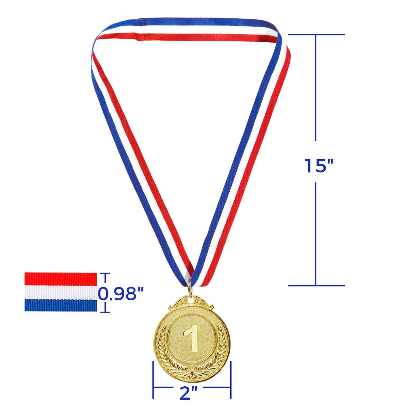 24 PCS Gold Silver Bronze Award Medals with Ribbons ，Victor Medals for 1st 2nd 3rd，Medals for Awards Prepared to Sports Competitions Party Olympic Decorations and Olympic Style 2 Inches