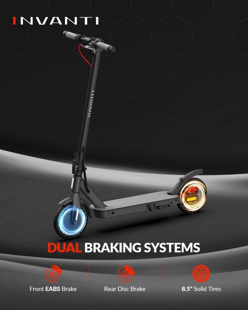 INVANTI E30 Electric Scooter, 350W Motor, 20Miles Range & 18 MPH, Turn Signals, Smart APP, 8.5" Solid Tires, Foldable Commuter Electric Scooter with Rear Suspension and Dual Brakes for Adults and Teen