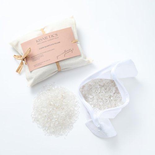 KISMETICS - Natural Crystals Weighted Eye Pillow for Relaxation, Sleeping, Yoga, SPA and Travelling, Cooling Eye Pillow, Reusable and Good Relaxation Gifts for Women(Clear Quartz)