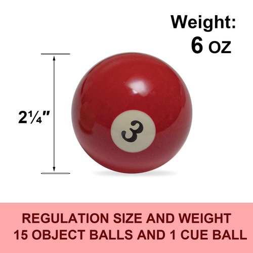 YDDS Billiard Balls Set 2-1/4" Regulation Size Pool Table Balls for Replacement (16 Resin Balls)