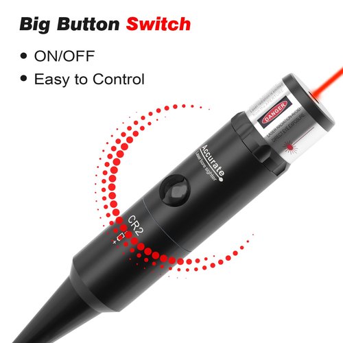StrongTools Red BoreSighter 177 to 12GA Caliber Rifle Scope Handgun Hunting Red Dot Boresight Kit Press Switch Bore Sight 800mAh Battery
