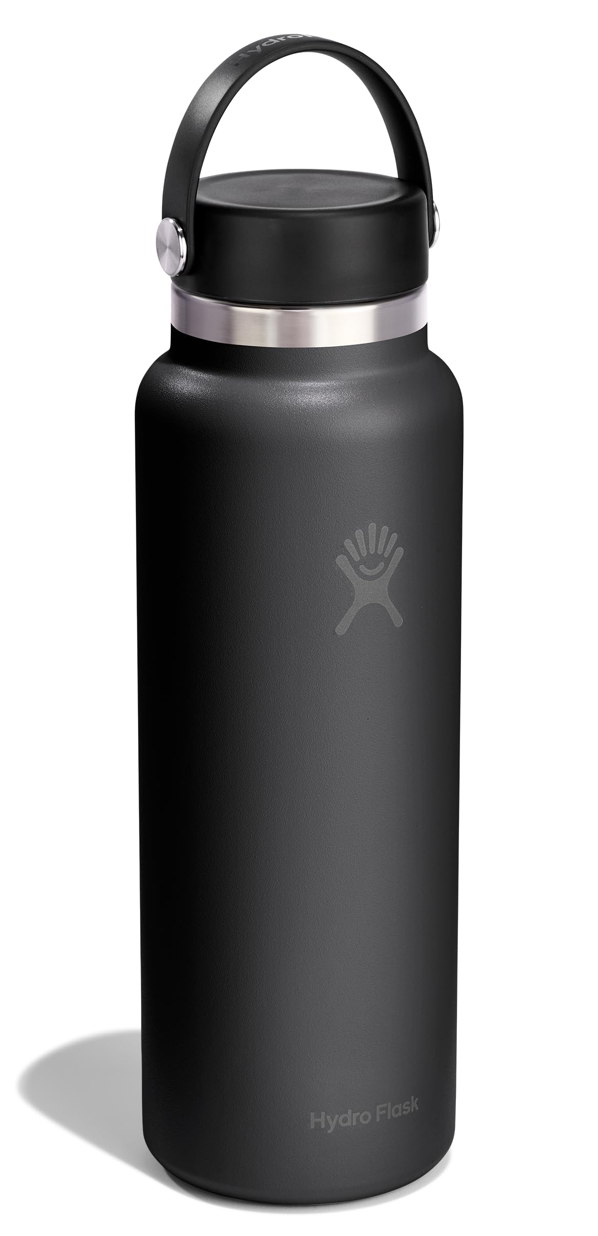Hydro Flask Water Bottle - Insulated Stainless Steel - Wide Mouth Flex Lid, Non Spill, Leakproof and Refillable in 40 Oz Tonal Black