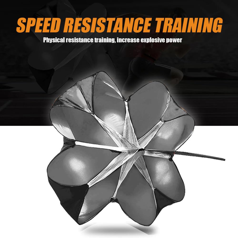 Running Parachute for Speed Training, Adjustable Speed Chute for Track and Field Football Basketball Soccer Training, 56-Inch Parachute with 12-33LBS Resistance, Quick-Release Belt for Adults & Kids