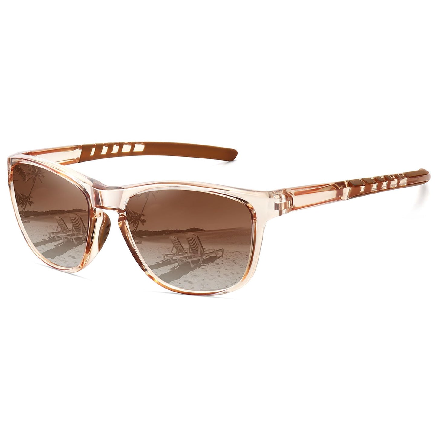 MEETSUN Polarized Sports Sunglasses for Women Men Driving Running Cycling Fishing Sun Glasses UV400 Protection Light Brown Frame-Gradient Brown Lens