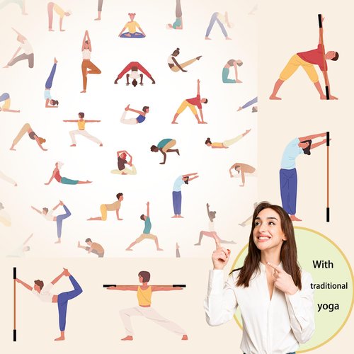 Yoga Stick Bamboo 5ft Long with Soft Ends-Stretching Stick-Workout Stick Exercise Bar-Pilates Stick-Balance Fitness Stick-Yoga Dowel Rod Shoulder Movement- Physiotherapy Stick-Posture Corrector Stick