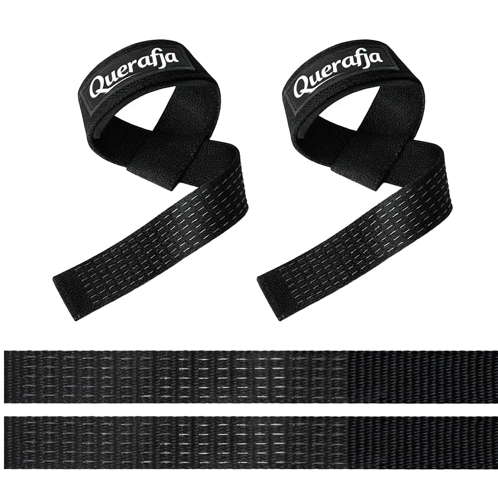 Querafja Lifting Wrist Straps for Gym Home Strength Training, Deadlifts & Pull Movements, 23 inch Weightlifting Strap with Non-slip Silicone