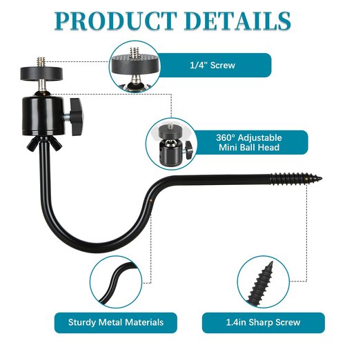 Trail Camera Tree Mount, Trail Camera Holder with 1/4 in Screw, 360° Camera Mount, Tree Screw Mounting Bracket for Trail Cameras, Solar Panels, etc, Easy to Install & Compact Sturdy.3-Pack