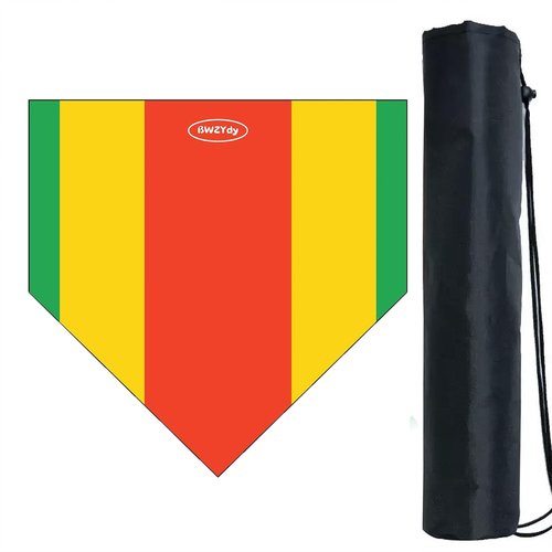BWZYdy Baseball Home Plate - 17" Tri-Color Blended Rubber Mat for Pitching & Hitting Practice, Softball Training | 0.6lbs Lightweight, Portable Design with Carry Bag, All-Weather Baseball Bases