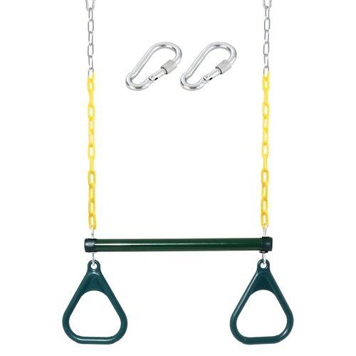 Take Me Away 18'' Trapeze Swing Bar Rings 48'' Heavy Duty Plastic Coated Chains Swing Set Accessories