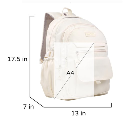 Phaoullzon Teen Girls School Backpack for Boys, College Aesthetic Laptop Bookbag for Women,Beige