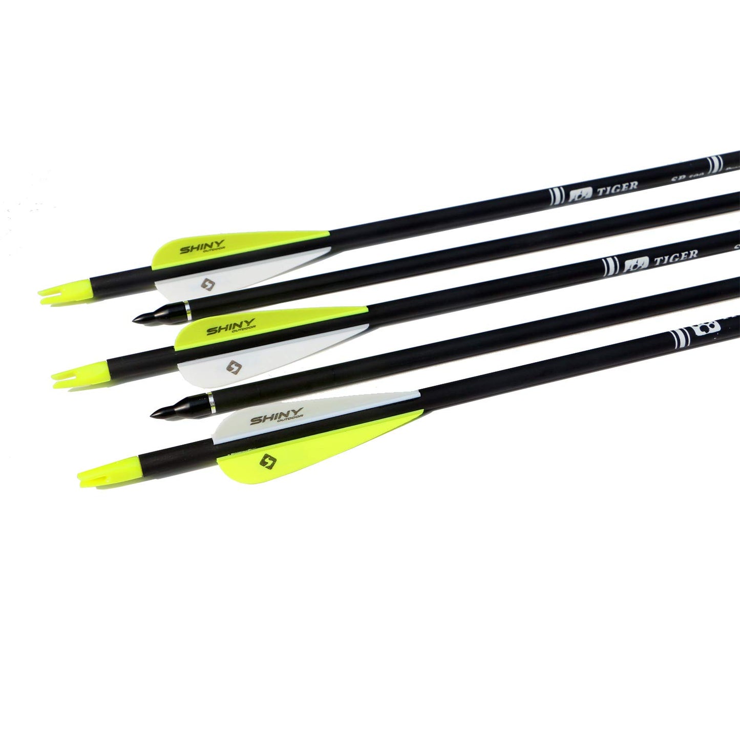 TIGER ARCHERY 30Inch Carbon Arrow Practice Hunting Arrows with Removable Tips for Compound & Recurve Bow(Pack of 12) (Yellow White)