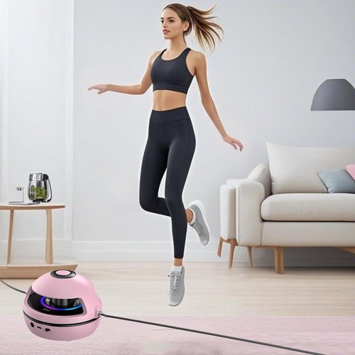 Smart Jump Ropes Machine, Electric Music Jump Rope, 1-10 Speed Levels, Bluetooth Remote Control, Low Noise Smart Jump Ropes, Compact for Exercise Fitness Interaction Game, Parent-Child Interactive (Pink)