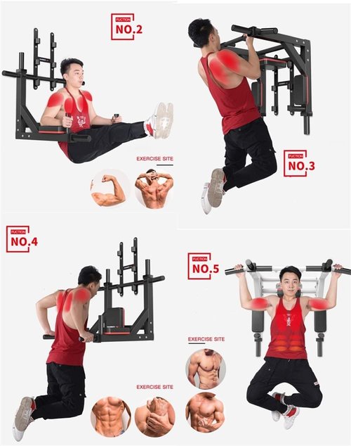 HAKENO Multifunctional Wall Mounted Pull Up Bar Chin Up bar,Dip Station for Indoor Home Gym Workout,Power Tower Set Gym Equipment 800LBS