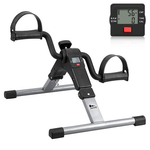 Folding Pedal Exerciser , himaly Mini Exercise Bike Under Desk Bike Pedal Exerciser with LCD Display for Arms and Legs Workout, Portable Desk Bike Peddler Machine