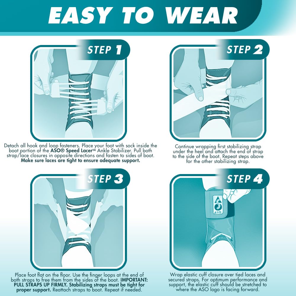 Med Spec ASO Speed Lacer (Medium, White) – Ankle Brace for Sprained Ankle and Peroneal Tendonitis, Orthopedic Ankle Support for Men, Women, Adults, Teens and Kids, Sports Injury Recovery, 223604