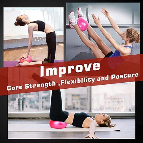 MOMPLUS 6 Inch Exercise Pilates Mini Yoga Balls Barre for Home Stability Squishy Training Physical Therapy Improves Balance Core Strength Comes with Pump(Blue, 6 Inch)