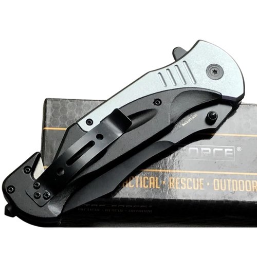 TAC-FORCE Extra Large Grey 10.5" Every Day Carry Hunting, Outdoor Rescue Style Folding Pocket Knife