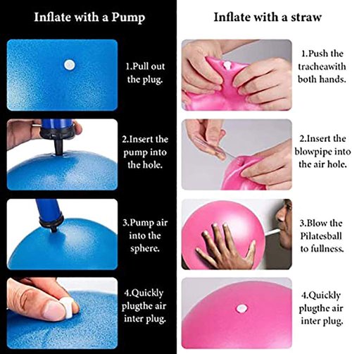 MOMPLUS 6 Inch Exercise Pilates Mini Yoga Balls Barre for Home Stability Squishy Training Physical Therapy Improves Balance Core Strength Comes with Pump(Blue, 6 Inch)