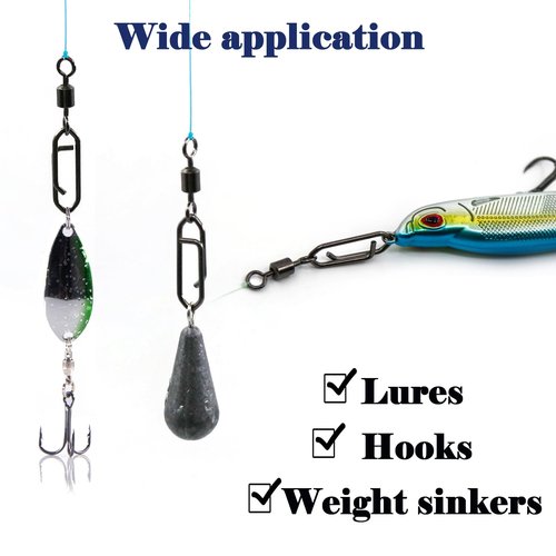 Natufish 50Pcs High Strength Fishing Snap Swivels | Ball Bearing Speed Clips with Stainless Steel | Saltwater/Freshwater Quick-Change Swivels for Lures, Tackle Clips