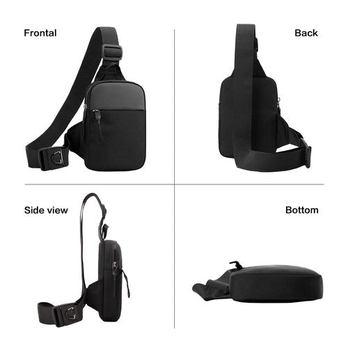 Mini Crossbody Bag – Waterproof Waist Pack with Dual Pockets for Men & Women, Hands-Free Running Fitness Travel Phone Holder, Adjustable Strap for Gym, Hiking, Outdoor Activities Large Black