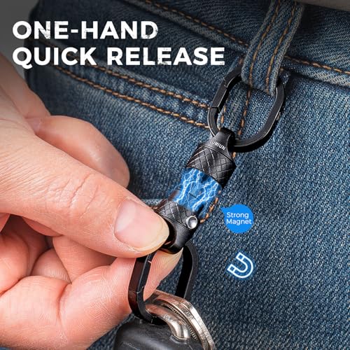 Glossy Black Quick Release Magnetic Keychain - Detachable Magnet Key Chain