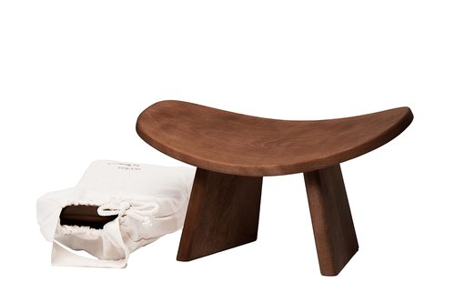 BLUECONY Meditation Bench IKUKO Original, Portable Version with Bag, Locally Handmade Wooden Kneeling Ergonomic Seiza Seat - Dark Walnut, Standard Height (7" or 18cm)