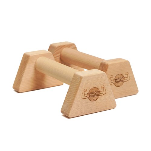 WOODPOWER® - PowerBars, Wooden Parallettes Push Up Bars, Joint-Friendly Beech Wood Calisthenics Equipment for Home, Durable Handstand Trainer Push Up Handles for Floors, XS, Set of 2 (Classic)