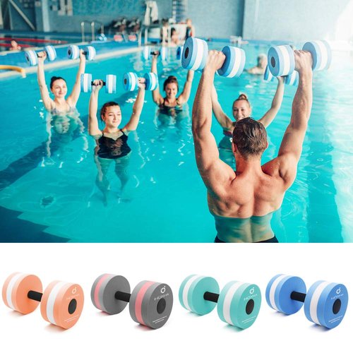 Water Dumbells, Aquatic Exercise Dumbell Set of 2 Water Aerobic Exercise Foam Dumbbells Pool Resistance Water Fitness Equipment for Weight Loss (Cyan)