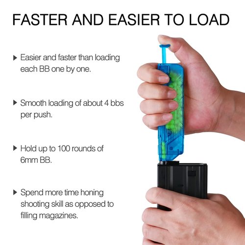 Airsoft Speed Loader Applicable to 6mm BBS 100 Rounds - Blue,2 Pack