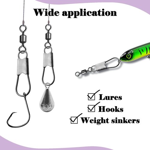 Natufish Fishing Snap Swivels & Barrel Swivels - 50 Pack Stainless Steel Corrosion-Resistant Saltwater/Freshwater Swivel Clips with Safety Interlock for Fishing Lures, Leader Lines 14#